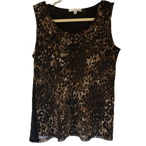 Lucy & Laurel Womens L Sleeveless Animal Print Cowl Neck Top Made USA Mobwife